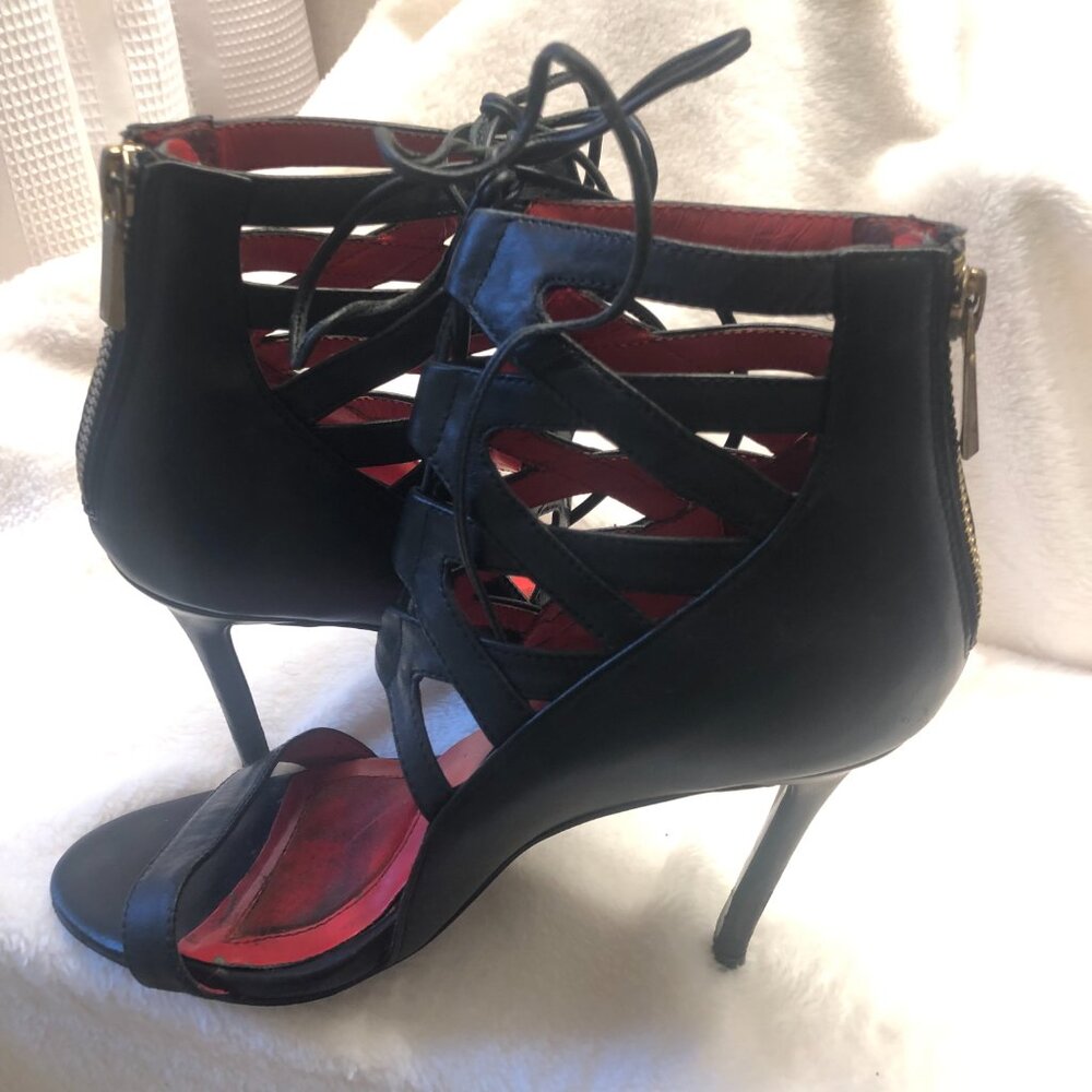 Charles Jourdan 💋 Lace-up Black Heels US 8 - Picture 6 of 15